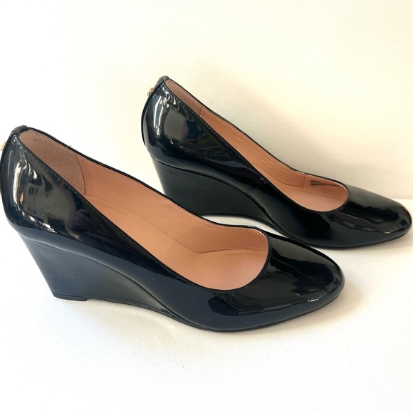 Kate Spade Black patent Leather Shoes, wedge heels - Picture 1 of 9